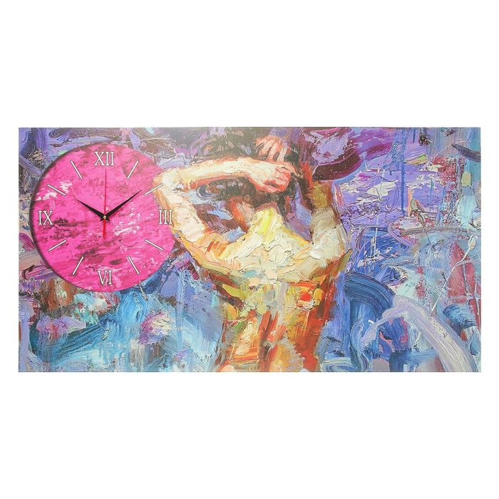 Часы на холсте "Силуэт девушки", 50х100 см