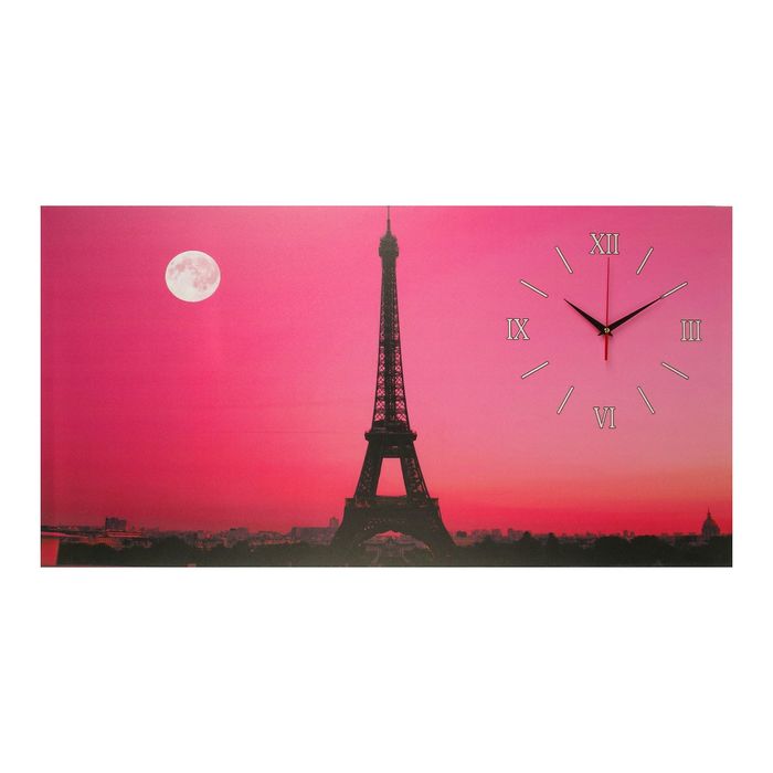 Часы на холсте "Эйфелева башня", 50х100 см