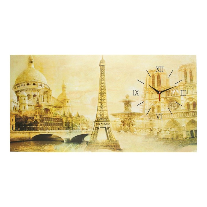 Часы на холсте "Ретро", 50х100 см микс