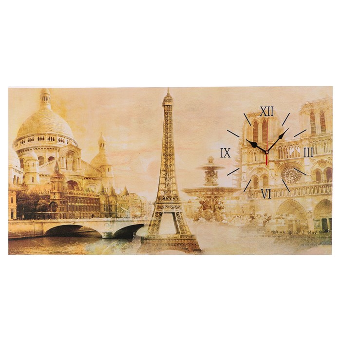 Часы на холсте "Ретро", 50х100 см микс