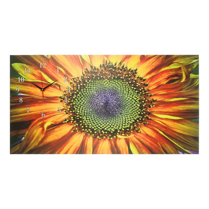 Часы на холсте "Подсолнух", 50х100 см
