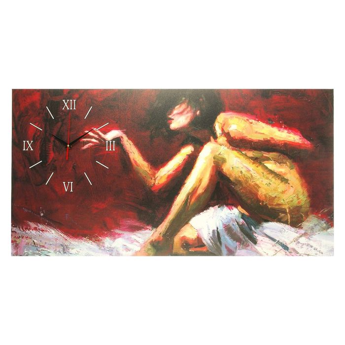 Часы на холсте "Силуэт девушки", 50х100 см