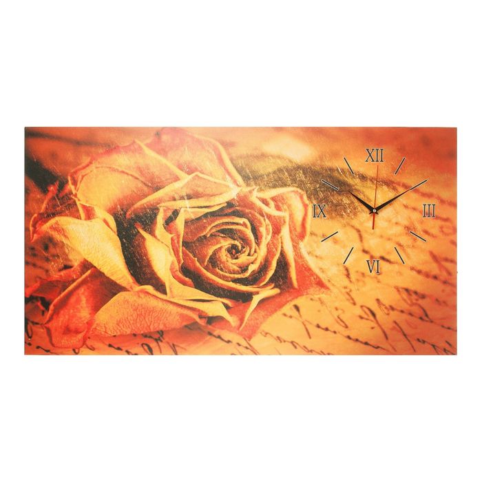 Часы на холсте "Роза", 50х100 см