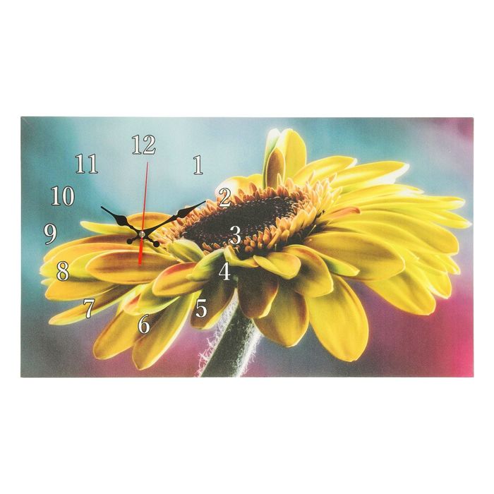 Часы на холсте "Желтый цветок", 35х60 см