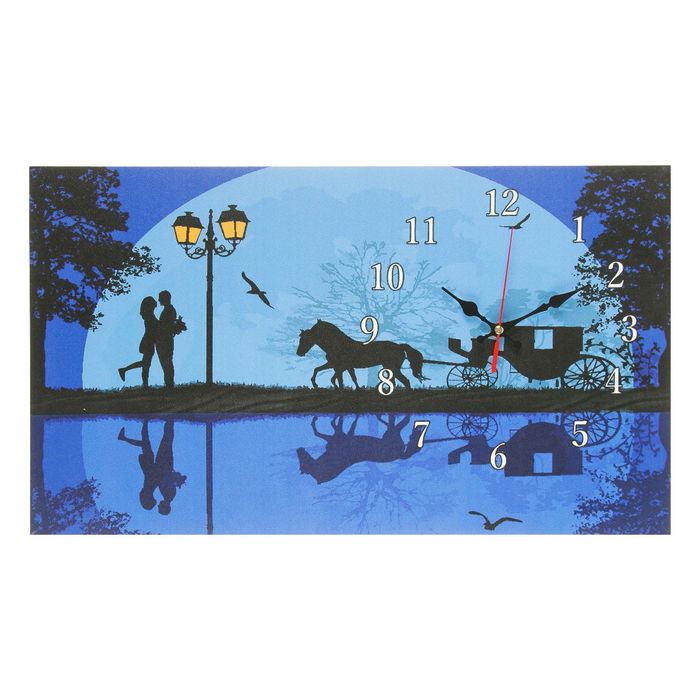 Часы на холсте "Прогулка под луной", 35х60 см
