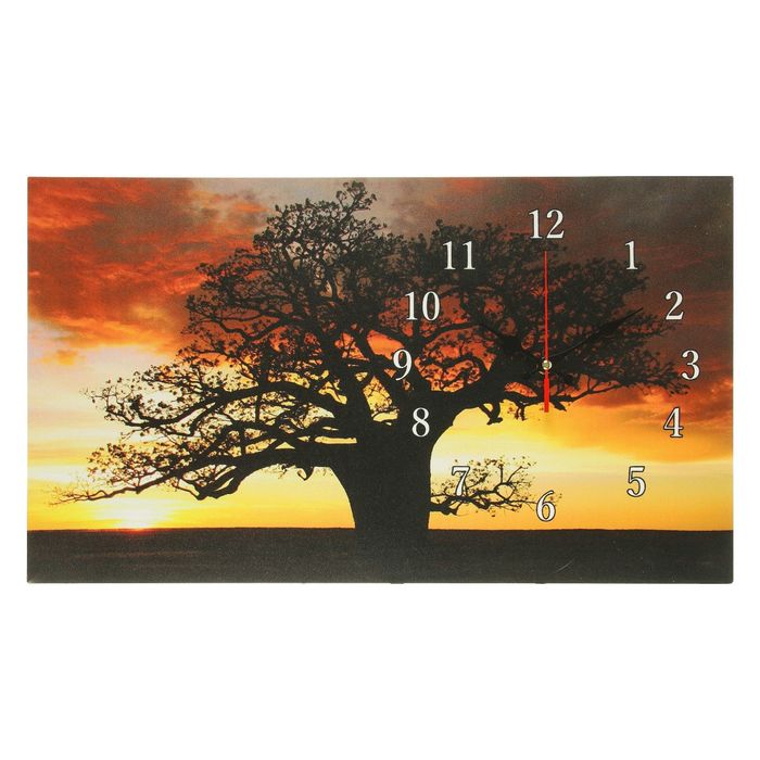 Часы на холсте "Закат", 35х60 см
