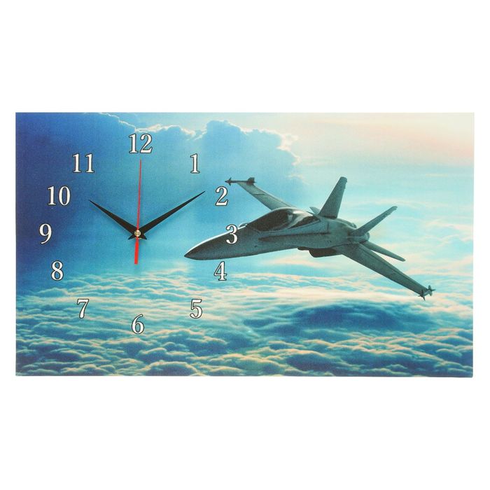 Часы на холсте "Истребитель", 35х60 см микс