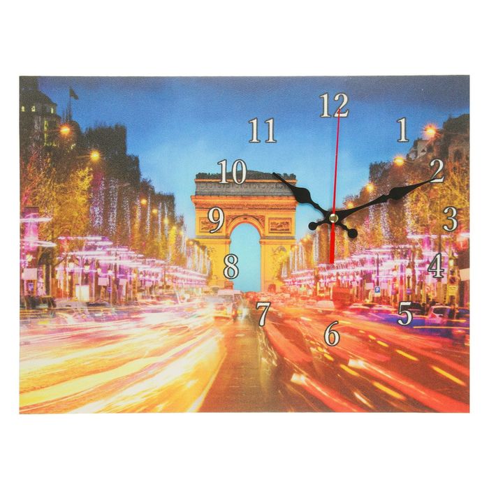 Часы на холсте "Триумфальная арка", 30х40 см