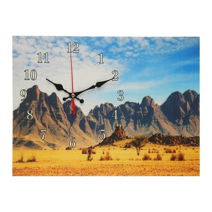 Часы на холсте "Горы в пустыне", 30х40 см