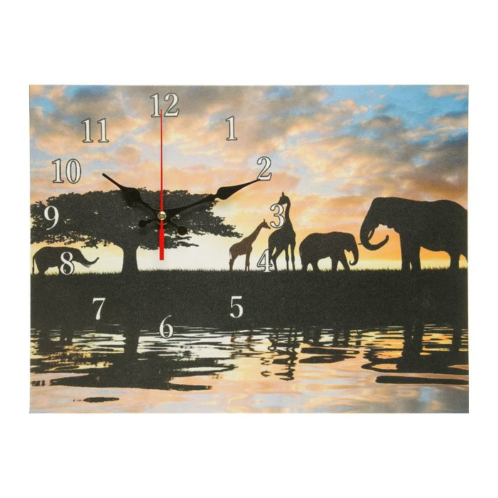 Часы на холсте "Закат в Африке", 30х40 см