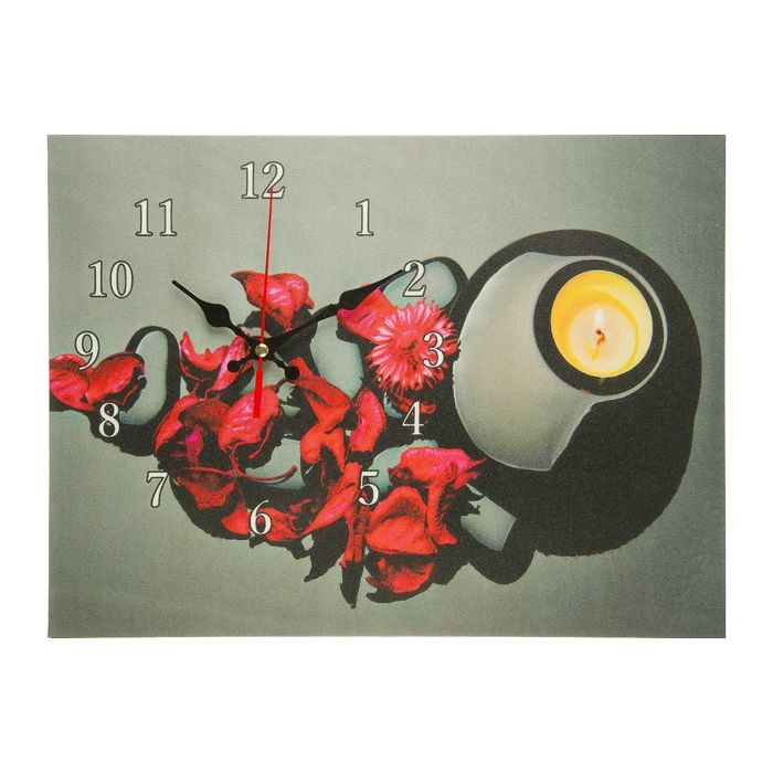 Часы на холсте "Красные лепестки на камнях", 30х40 см