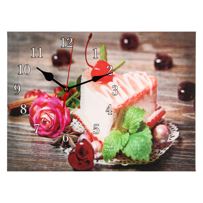 Часы на холсте "Кусочек торта в виде сердца", 30х40 см микс