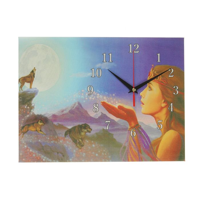 Часы на холсте "Девушка", 30х40 см