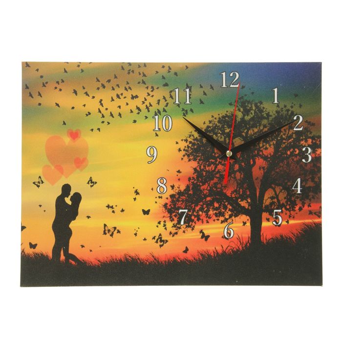 Часы на холсте "Влюблённая пара", 30х40 см