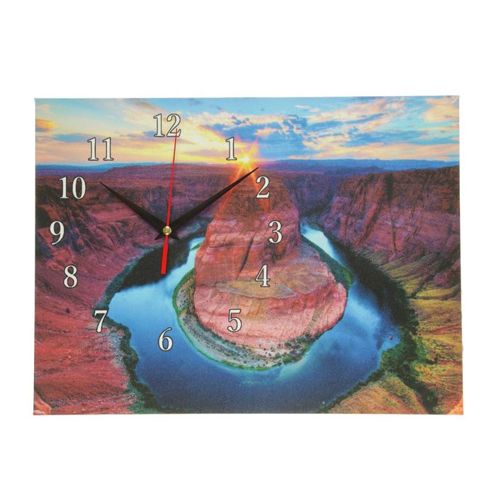 Часы на холсте "Река в каньоне", 30х40 см