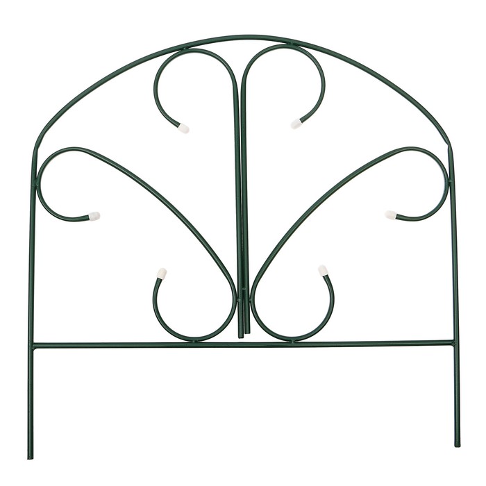 Ограждение декоративное, 69 х 350 см, 5 секций, с заглушками, металл, зелёное, «Бабочка»