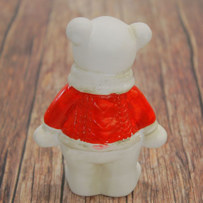 Сувенир керамика "Белый мишка в красном свитере" 12х8,5х5,3 см