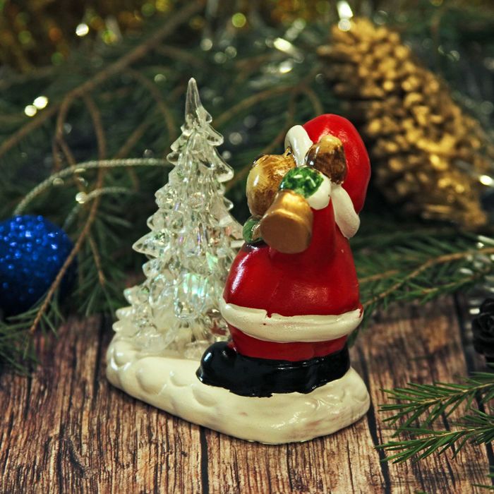 Сувенир керамика световой "Лосик у ёлки" 8,7х8х5 см