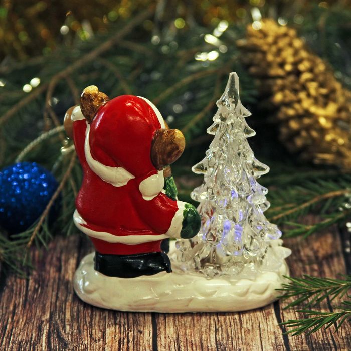 Сувенир керамика световой "Лосик у ёлки" 8,7х8х5 см