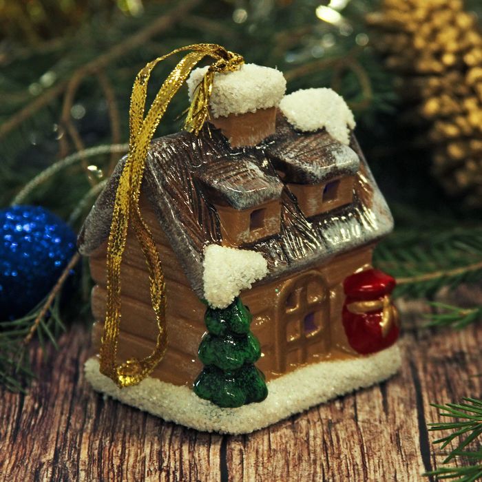 Сувенир керамика световой "Заснеженный домик в лесу" 7,8х6,7х5,2 см