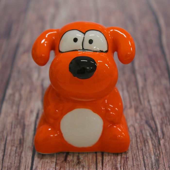 Копилка керамика "Щенок с белым брюшком" 8х5х7 см