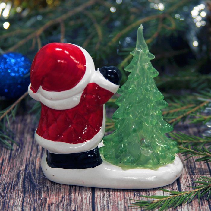 Сувенир керамика световой "Снеговичок с колокольчиком у ёлки" 8,5х8х5,5 см