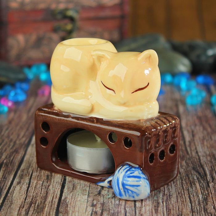 Аромалампа керамика "Кот на печке" 8х8,5х6,5 см