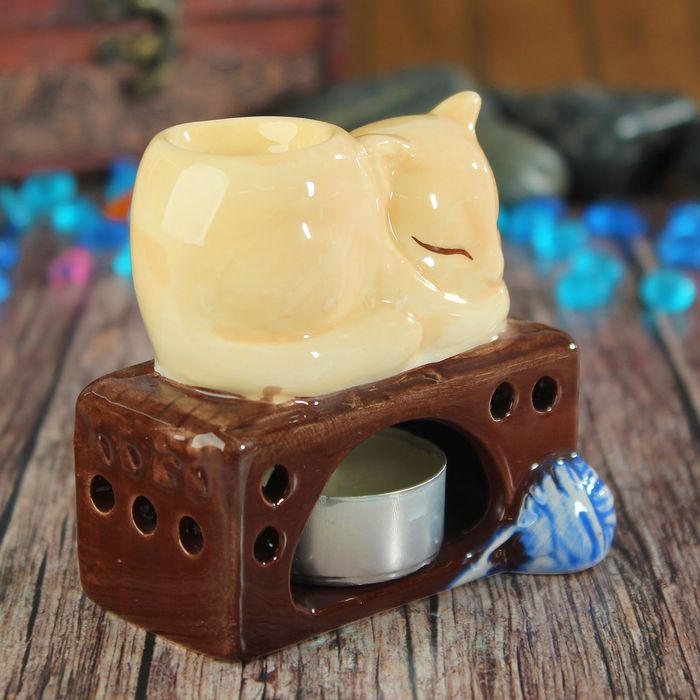 Аромалампа керамика "Кот на печке" 8х8,5х6,5 см