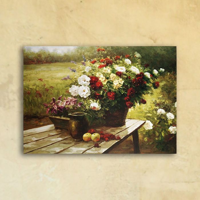 Картина на стекле "Садовые цветы" 28*40 см