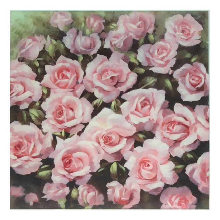 Картина на стекле "Чайные розы" 28*28 см