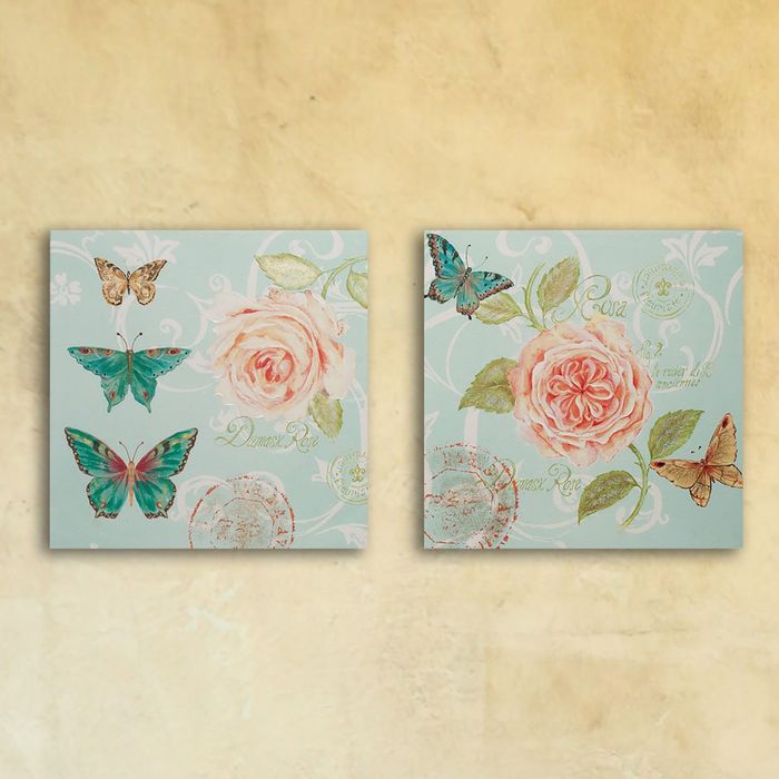 Модульная картина на стекле "Бабочки", 28×28 см