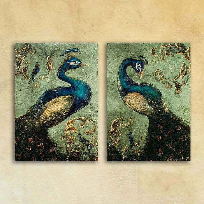 Модульная картина на стекле "Павлины", 28×40 см