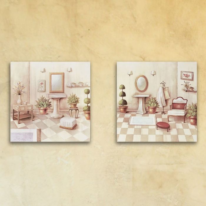 Модульная картина на стекле "Ванная комната", 28×28 см