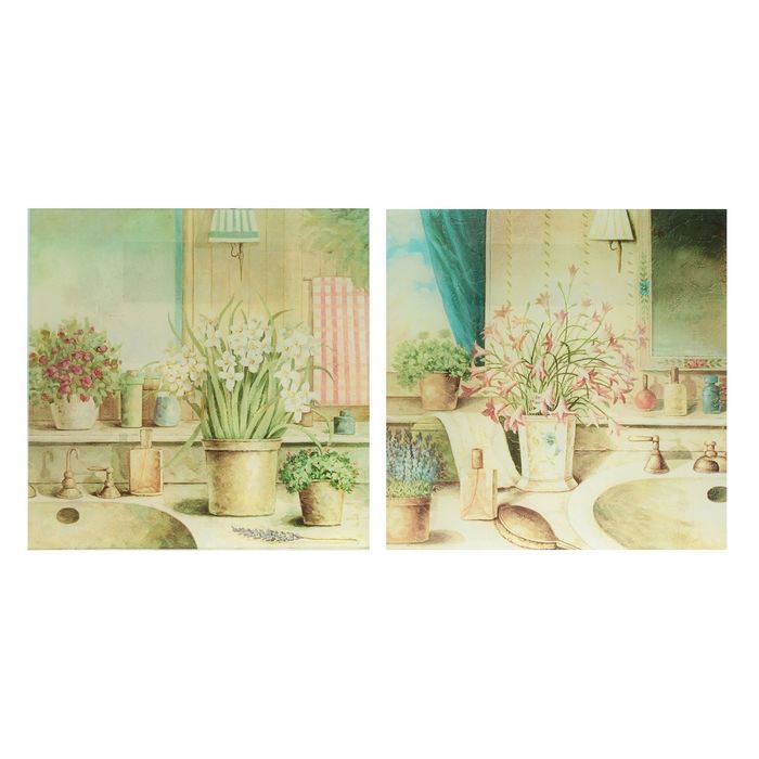 Модульная картина на стекле "Цветочные горшки", 28×28 см