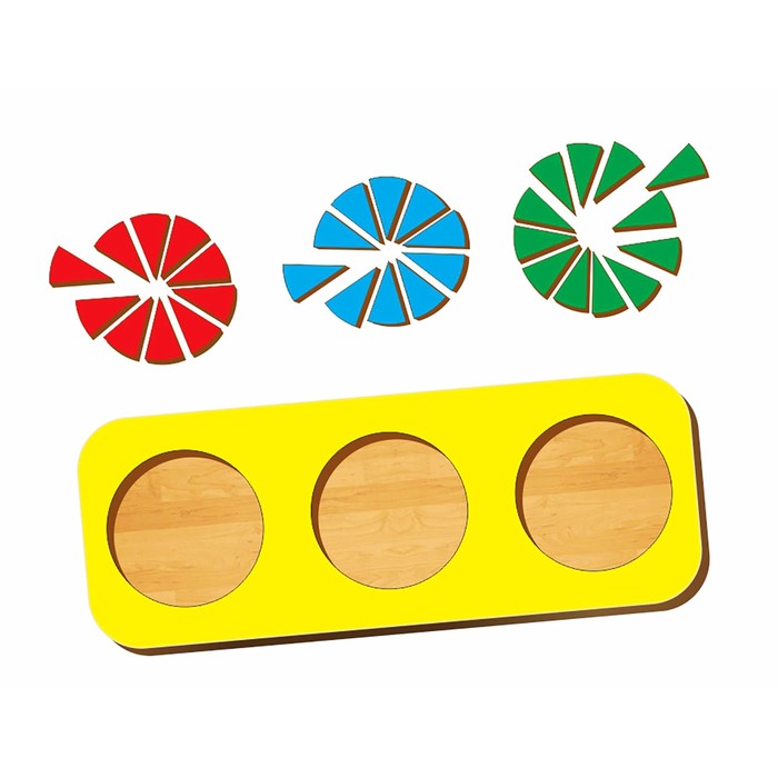 Рамка - вкладыш "Круги, 3 шт." дроби по методике Никитина, с 1/10-1/12, МИКС