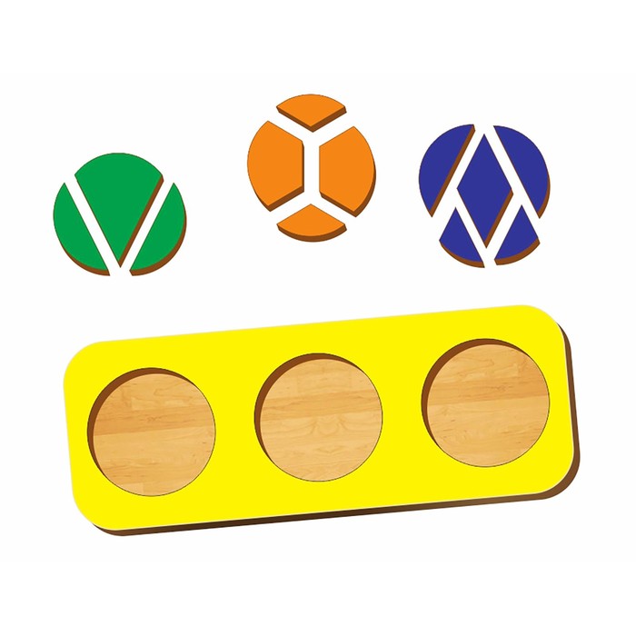 Рамка - вкладыш "Круги, 3 шт." дроби по методике Никитина, МИКС