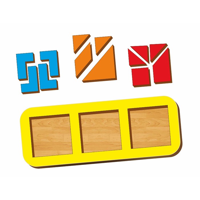 Рамка-вкладыш "Квадраты, 3 шт." по методике Никитина, 13 элементов, МИКС