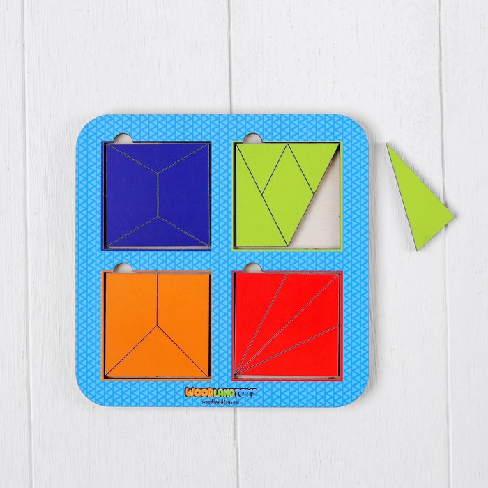 Рамка-вкладыш "Квадраты, 4 шт." по методике Никитина, 16 элементов, МИКС