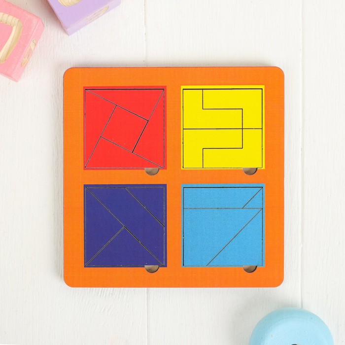 Рамка-вкладыш "Квадраты, 4 шт." по методике Никитина, 17 элементов, МИКС