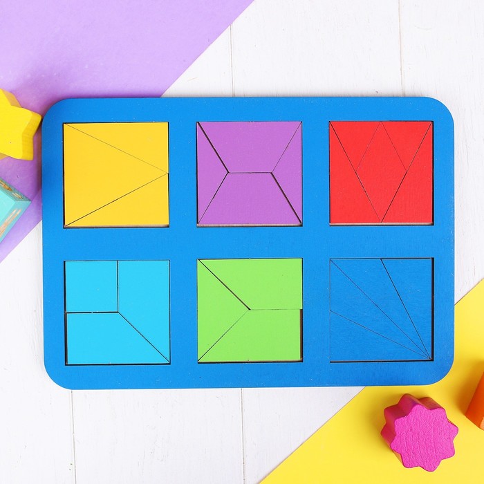 Рамка-вкладыш "Квадраты, 6 шт." по методике Никитина, 22 элемента, МИКС