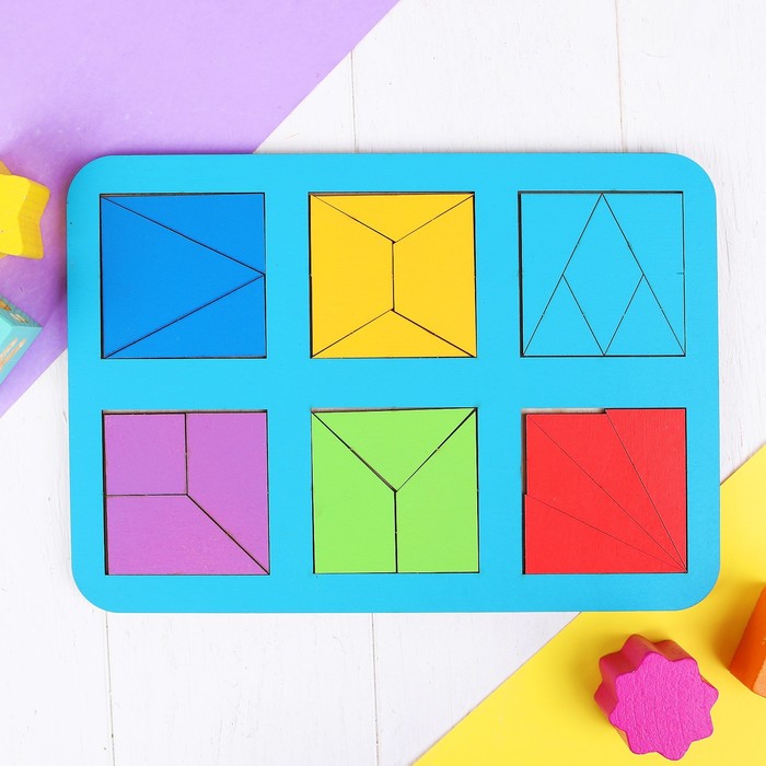 Рамка-вкладыш "Квадраты, 6 шт." по методике Никитина, 22 элемента, МИКС