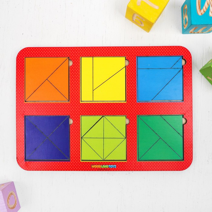 Рамка-вкладыш "Квадраты, 6 шт." по методике Никитина, 24 элемента, МИКС