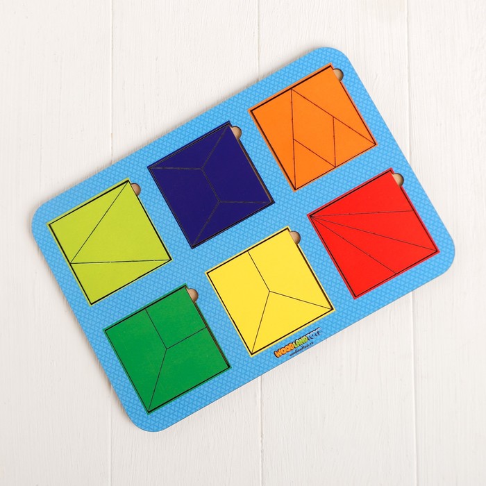 Рамка-вкладыш "Квадраты, 6 шт." по методике Никитина, 24 элемента, МИКС