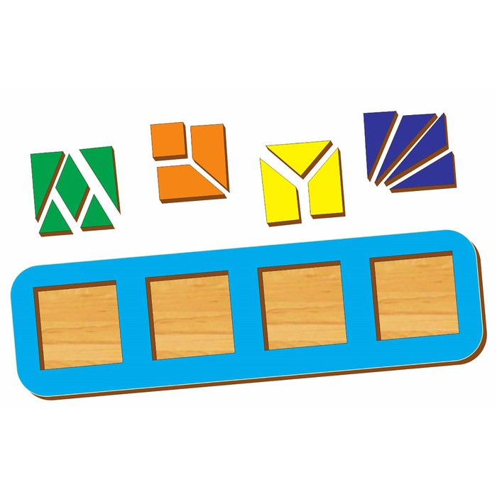 Рамка-вкладыш "Квадраты, 4 шт." по методике Никитина, 15 элементов, МИКС