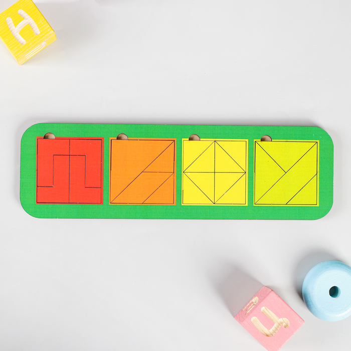 Рамка-вкладыш "Квадраты, 4 шт." по методике Никитина, 17 деталей, МИКС