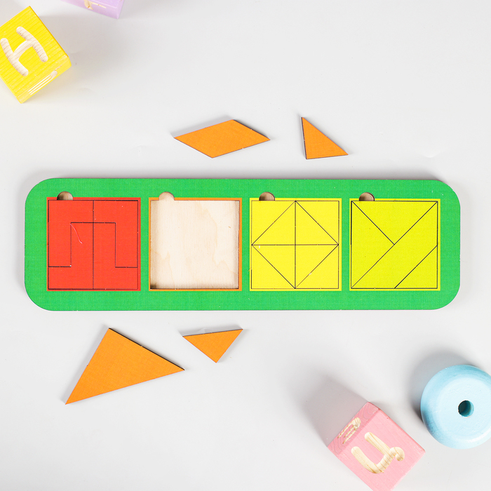 Рамка-вкладыш "Квадраты, 4 шт." по методике Никитина, 17 деталей, МИКС