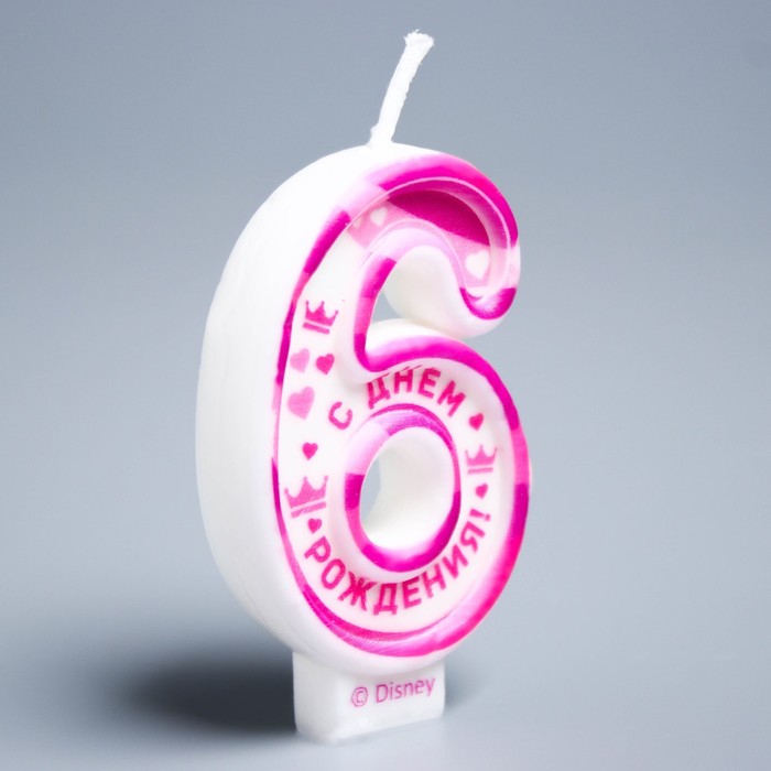 Свеча в торт цифра Дисней 6 " С Днем Рождения", Принцессы