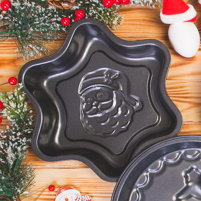 Форма для выпечки с а/п покрытием "Дед мороз. Звезда" 25х4 см