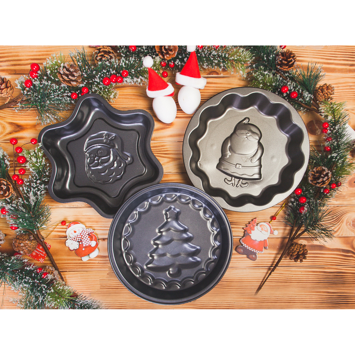 Форма для выпечки с а/п покрытием "Дед мороз. Звезда" 25х4 см