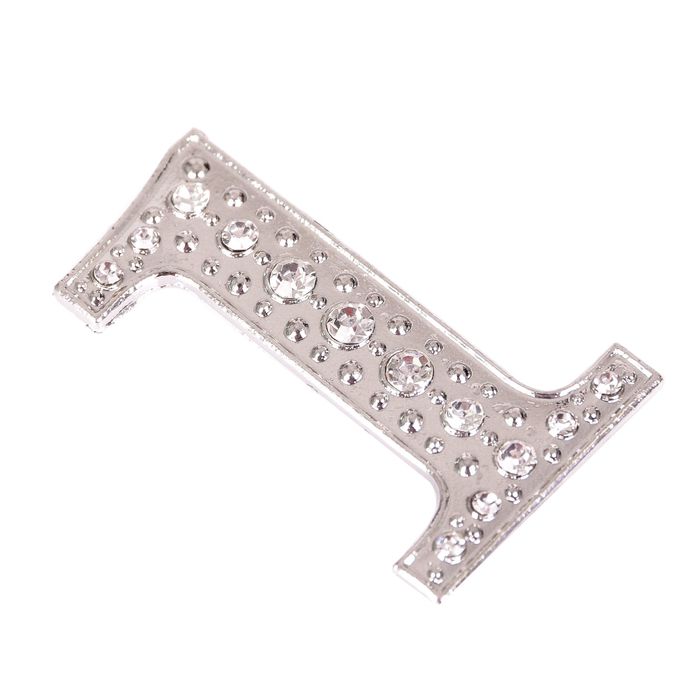 Дверной номер со стразами "1" (серебро), 3 х 5 см